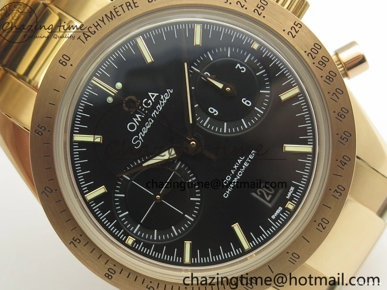 0817 Speedmaster ’57 Co-Axial RG OMF 1:1 Best Edition Black Dial On RG Bracelet A9300 (Free Leather Strap) MoistureWicking 8070